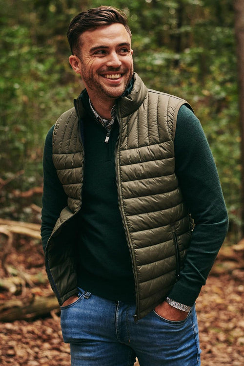 Suitable merino halve rits trui donkergroen | Slim-fit