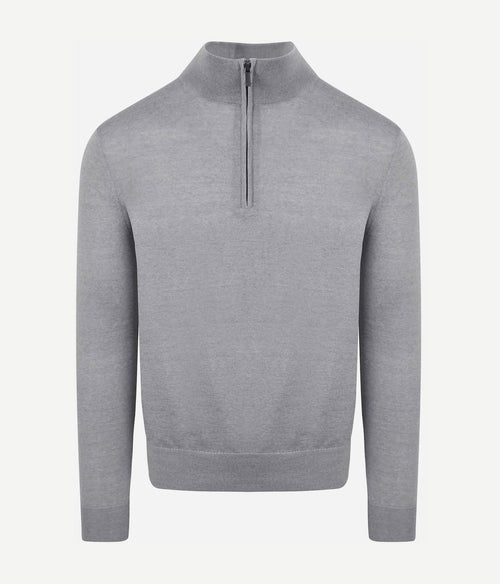 Suitable merino halve rits trui grijs | Slim-fit