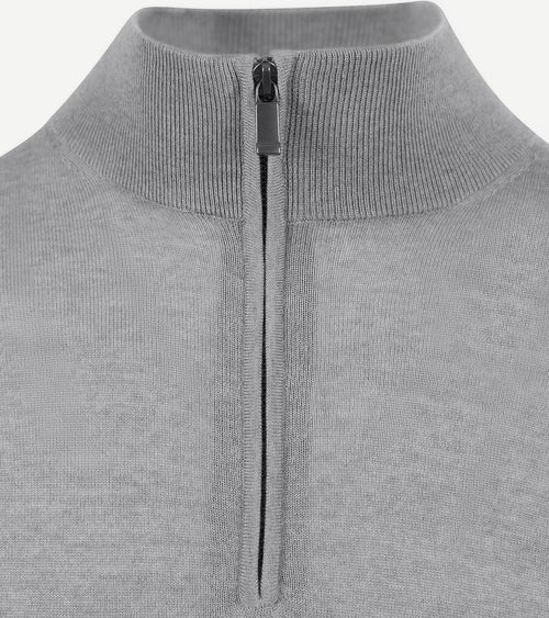 Suitable merino halve rits trui grijs | Slim-fit