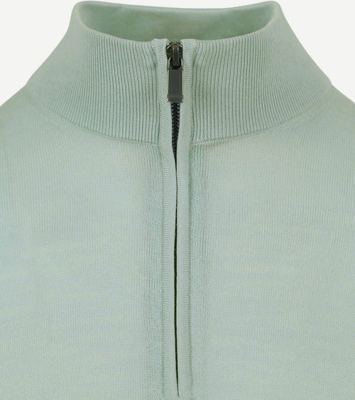 Suitable merino halve rits trui groen | Slim-fit
