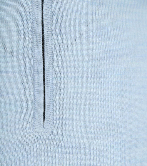 Suitable merino halve rits trui lichtblauw | Slim-fit