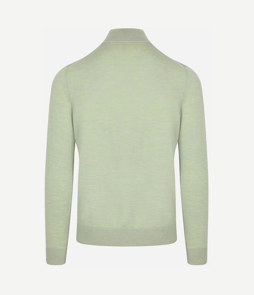 Merino halve rits trui lichtgroen