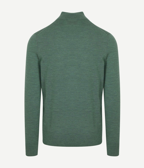 Suitable merino halve rits trui mid groen | Slim-fit