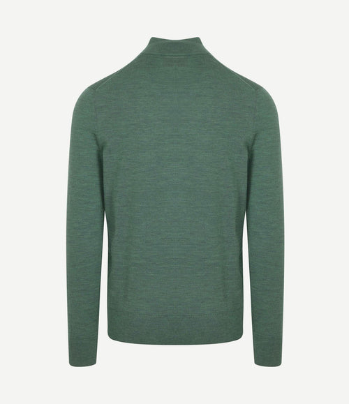 Merino halve rits trui mid groen