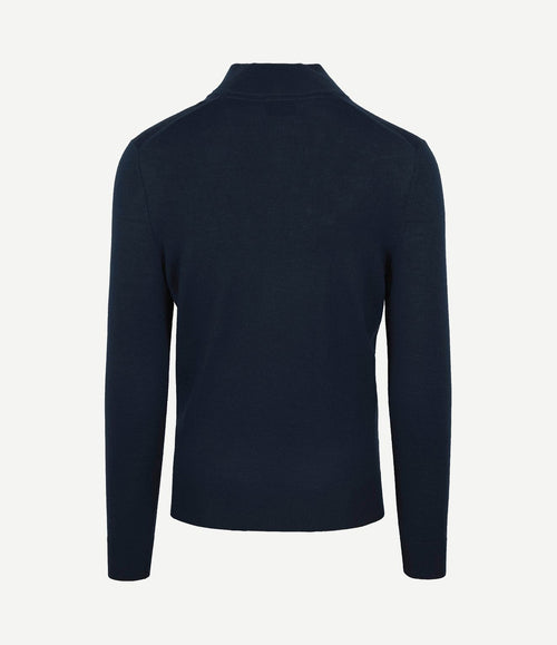 Merino halve rits trui donkerblauw