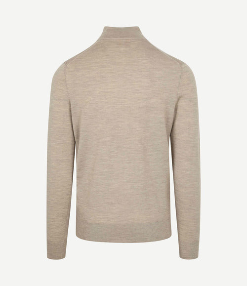 Merino halve rits trui sand