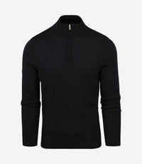 Merino halve rits trui zwart