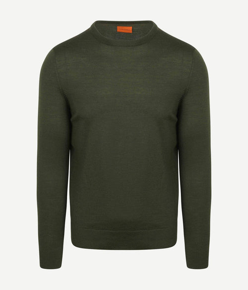 Suitable merino pullover military groen
