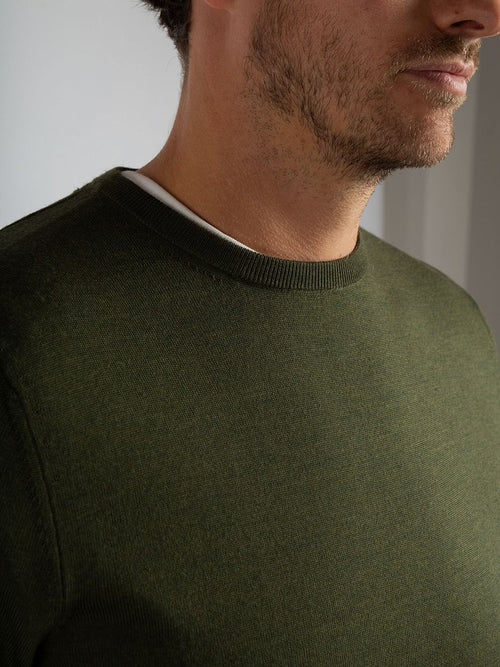 Suitable merino pullover military groen
