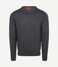 Merino pullover v-hals antraciet