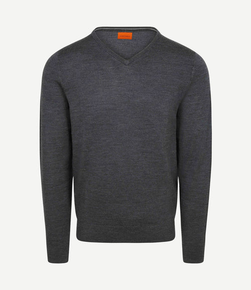 Merino pullover v-hals antraciet