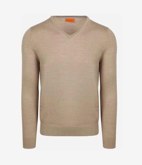 Merino pullover v-hals beige