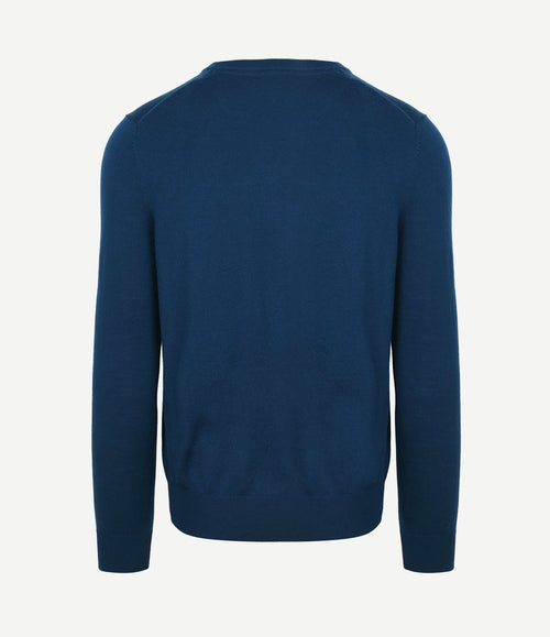 Merino pullover v-hals indigo blauw