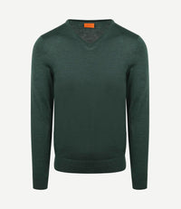 Merino pullover v-hals racing groen