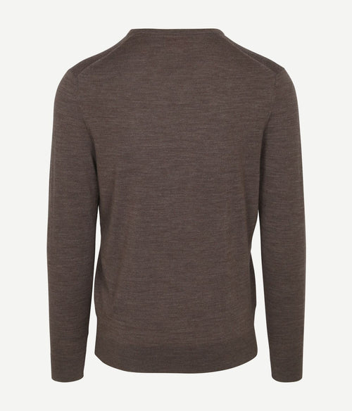 Suitable merino pullover v-hals taupe | Slim-fit