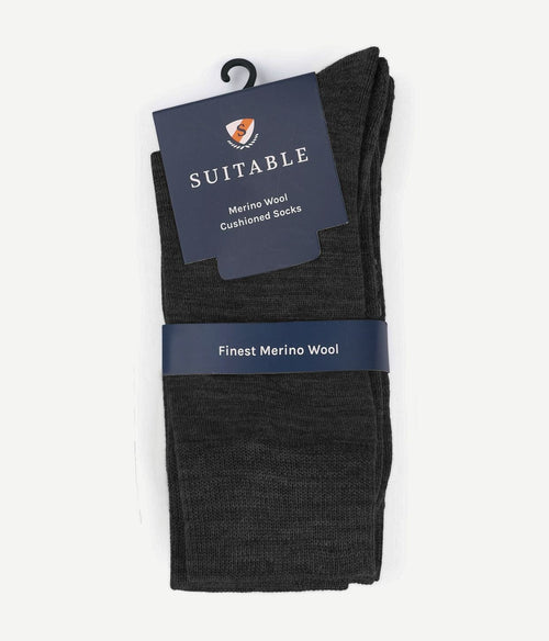 Suitable merino sokken antraciet (2-pack)