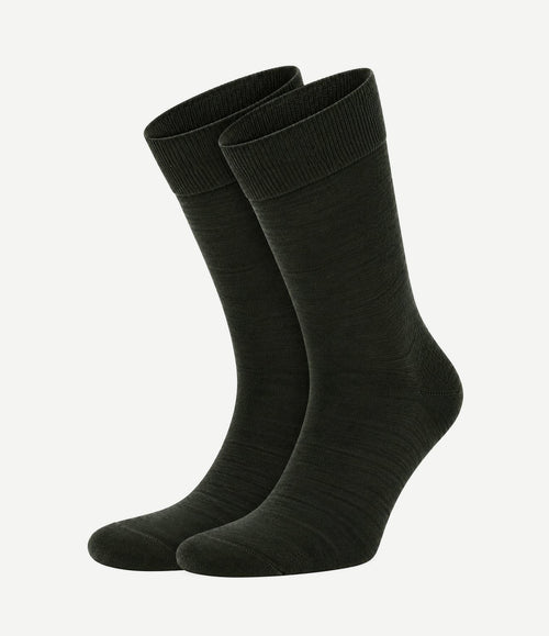 Merino sokken donkergroen (2-pack)
