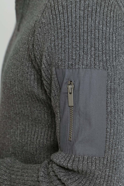 Suitable mou halve rits trui antraciet | Slim-fit