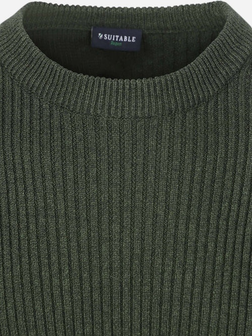 Suitable mou trui donkergroen | Slim-fit