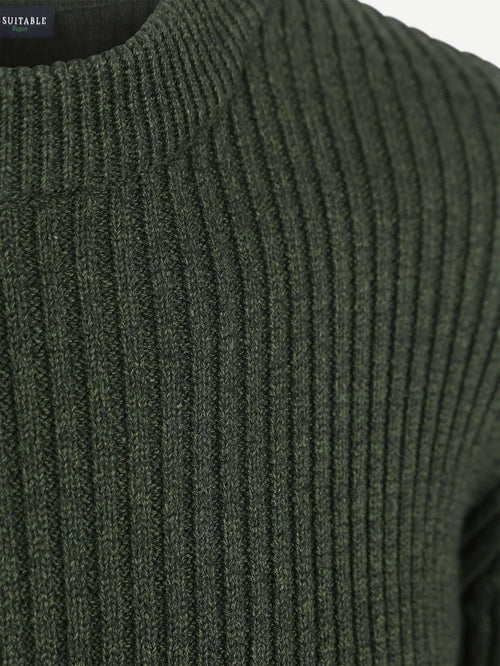 Suitable mou trui donkergroen | Slim-fit