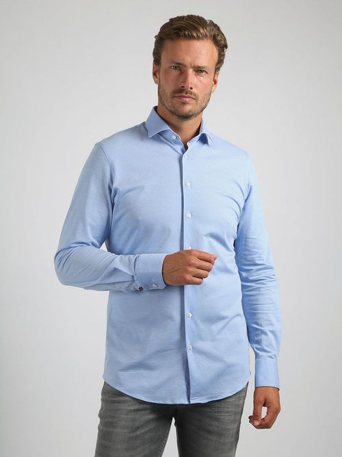Suitable non iron overhemd blauw | Slim-fit