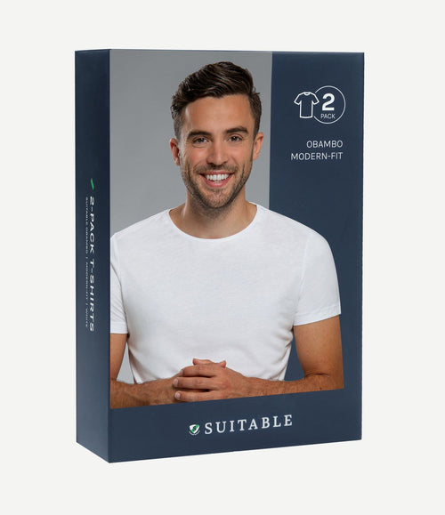 Obambo t-shirt ronde hals wit (2-pack)
