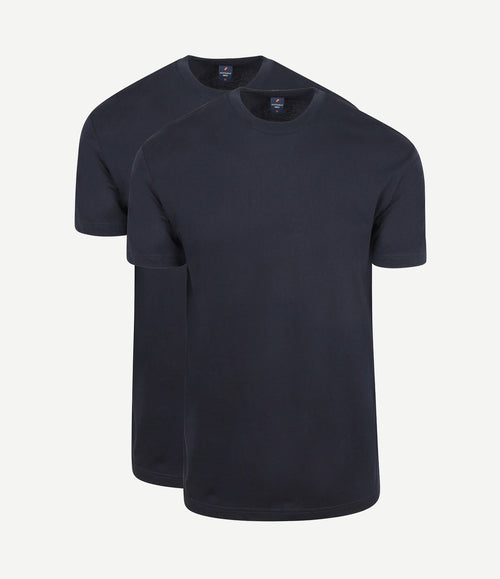 Obra t-shirt hoge ronde hals donkerblauw (2-pack)