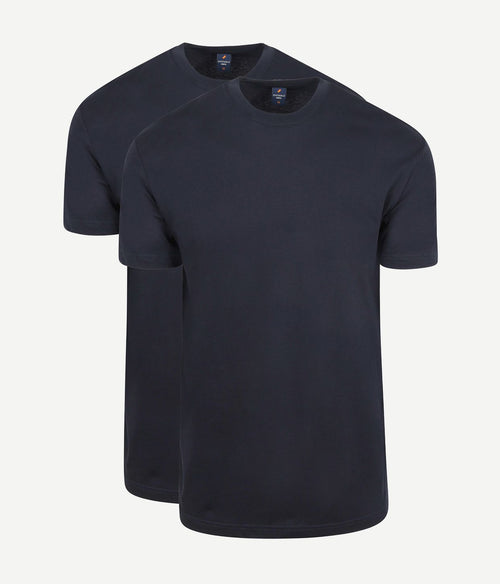 Obra t-shirt hoge ronde hals donkerblauw (2-pack)