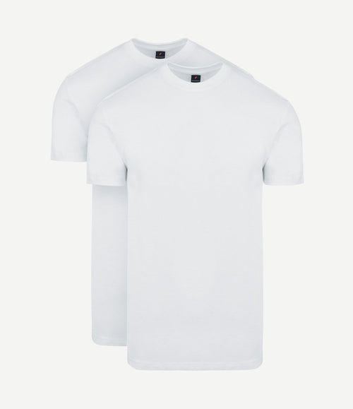 Obra t-shirt hoge ronde hals wit (2-pack)