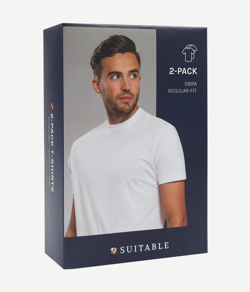 Suitable obra t-shirt hoge ronde hals wit (2-pack) | Regular-fit