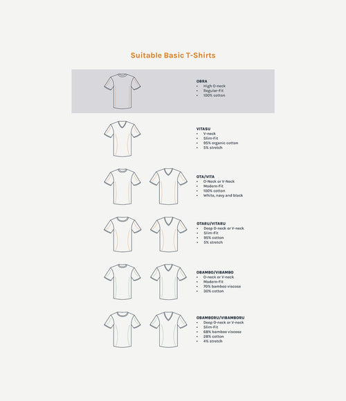 Obra t-shirt hoge ronde hals wit (6-pack)