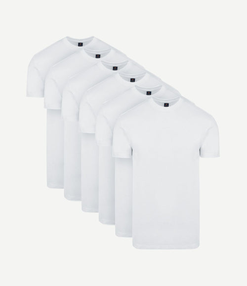 Obra t-shirt hoge ronde hals wit (6-pack)