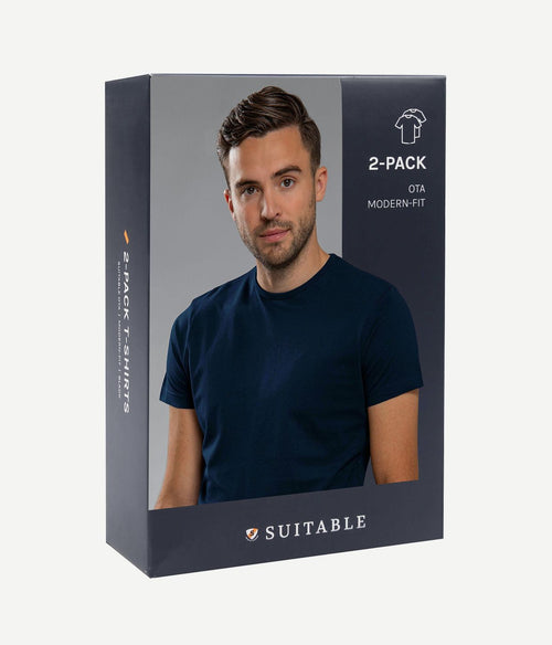 Suitable Ota t-shirt ronde hals donkerblauw (2-pack)