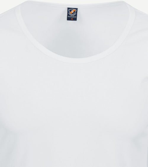 Suitable Otaru t-shirt brede ronde hals wit (2-pack) | Slim-fit