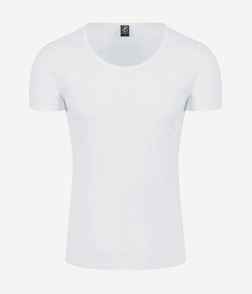 Suitable Otaru t-shirt brede ronde hals wit (2-pack) | Slim-fit