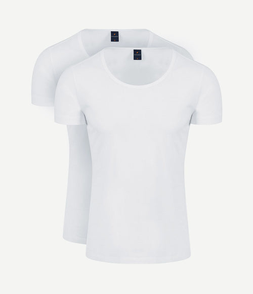 Otaru t-shirt brede ronde hals wit (2-pack)