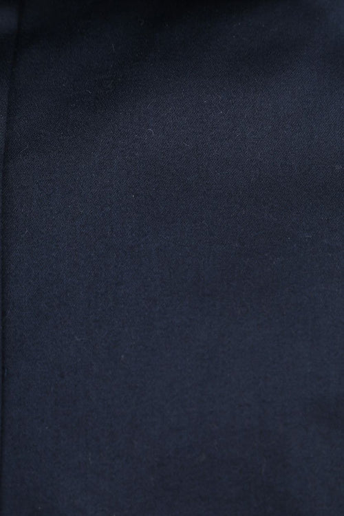 Satin overhemd donkerblauw