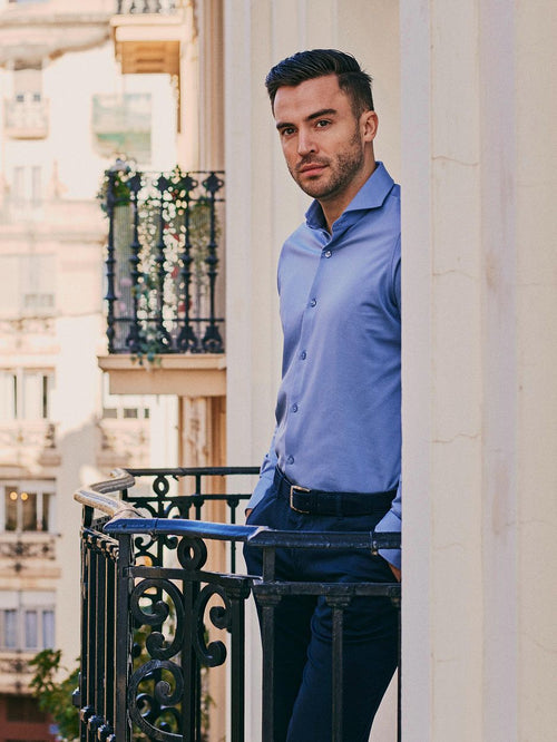 Sorona overhemd mid blauw