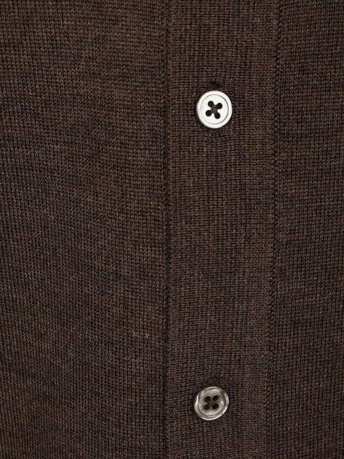 Cardigan shirt merino bruin