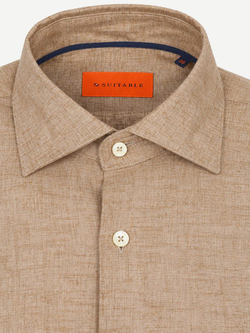 Overhemd melange camel