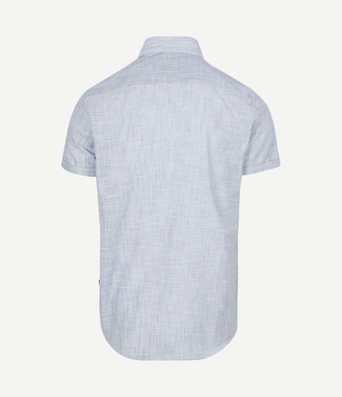 Korte mouwen overhemd cotton slub streep blauw