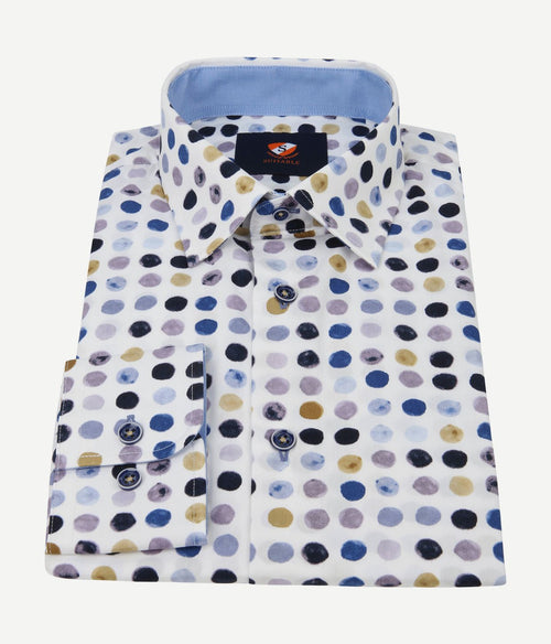 Suitable overhemd bollen blauw beige