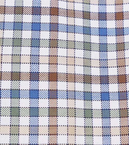 Suitable overhemd bruin ruiten | Slim-fit