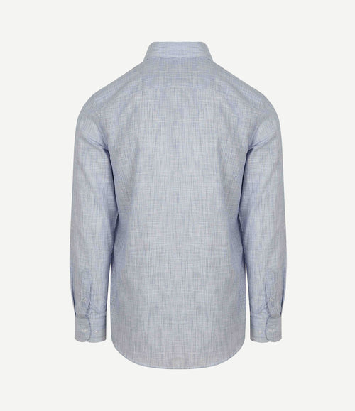 Overhemd cotton slub streep blauw