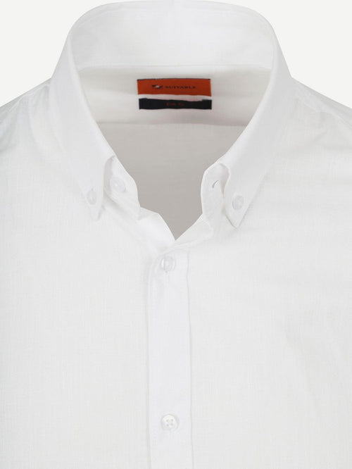 Suitable overhemd cotton slub wit | Slim-fit