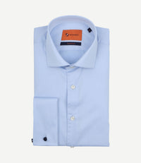 Overhemd dubbelmanchet blauw