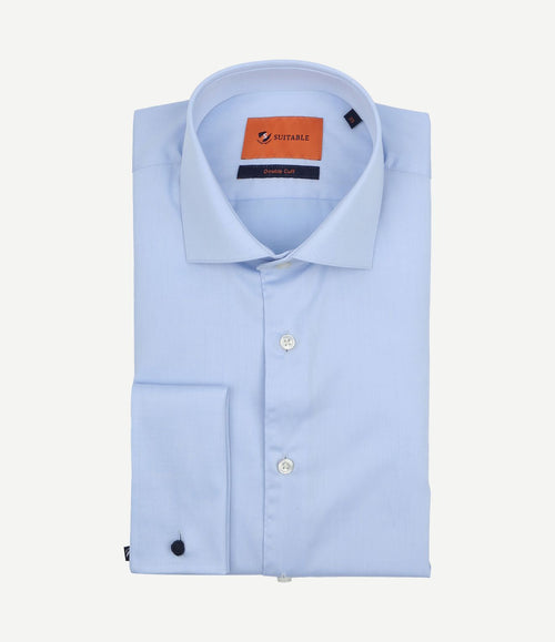 Overhemd dubbelmanchet blauw