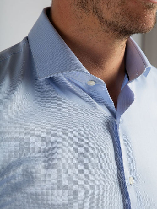 Suitable overhemd dubbelmanchet blauw | Slim-fit