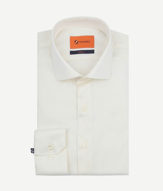 Suitable overhemd extra lange mouwen twill ecru | Slim-fit