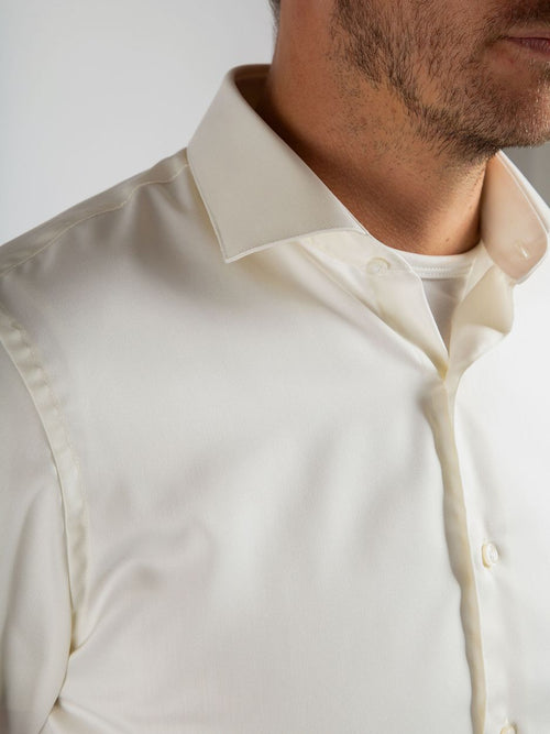 Suitable overhemd extra lange mouwen twill ecru | Slim-fit